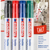 Edding 4500 Textile Markers - Assorted Basic Colours (Blister of 4)