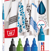 Edding 4500 Textile Markers - Assorted Cool Colours (Pack of 5)