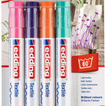 Edding 4500 Textile Markers - Assorted Fun Colours (Blister of 4)