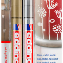 Edding 751 Gloss Paint Markers - Gold & Silver (Blister of 2)