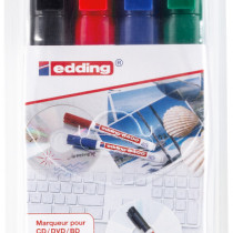 Edding 8400 CD/DVD Markers - Assorted Colours (Wallet of 4)