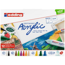 Edding Acrylic Paint Markers - Creative Set - Basic Colours (Pack of 12)