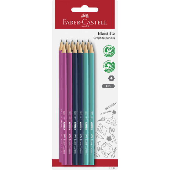 Faber-Castell 1111 Graphite Pencil - Coloured HB (Blister of 12)