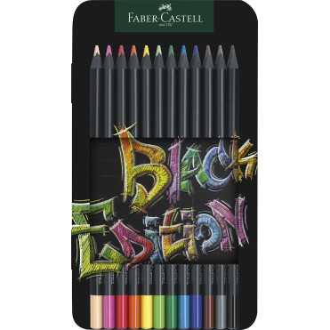 Faber-Castell Black Edition Colour Pencils - Tin of 12