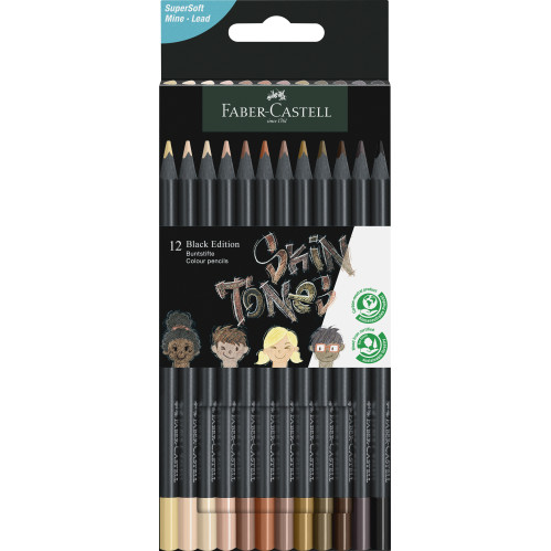 Faber-Castell Black Edition Colour Pencils - Skin Tones (Pack of 12)