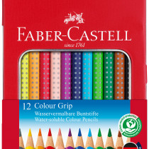 Faber-Castell Colour Grip Pencils - Assorted Colours (Tin of 12)