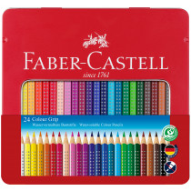 Faber-Castell Colour Grip Pencils - Assorted Colours (Tin of 24)