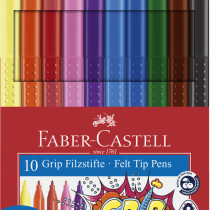 Faber-Castell Grip Colour Fibre-Tip Marker Pen - Set of 10