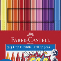 Faber-Castell Grip Colour Fibre-Tip Marker Pen - Set of 20