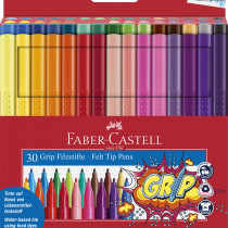 Faber-Castell Grip Colour Fibre-Tip Marker Pen - Set of 30