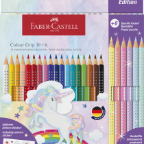 Faber-Castell Grip Coulour Pencils - Unicorn (Pack of 18) + 6 Pastel