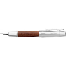 Faber-Castell e-motion Fountain Pen - Brown Wood and Chrome