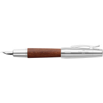 Faber-Castell e-motion Fountain Pen - Brown Wood and Chrome