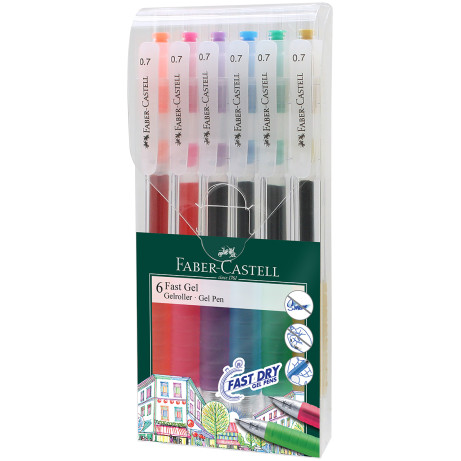 Faber-Castell Fast Gel Pens - Assorted Colours (Pack of 6)