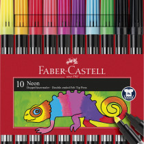Faber-Castell Double Fibre-Tip Pen Set - Neon (Pack of 10)