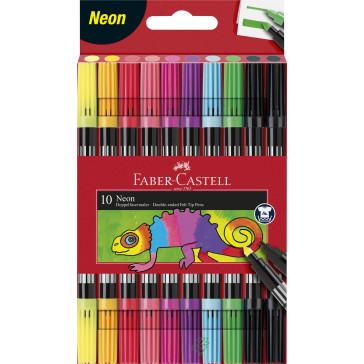 Faber-Castell Double Fibre-Tip Pen Set - Neon (Pack of 10)