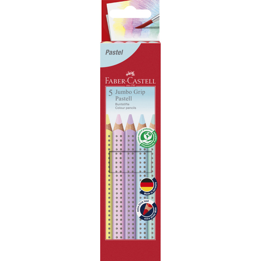 Faber-Castell Jumbo Grip Colouring Pencil - Pastel (Box of 5)