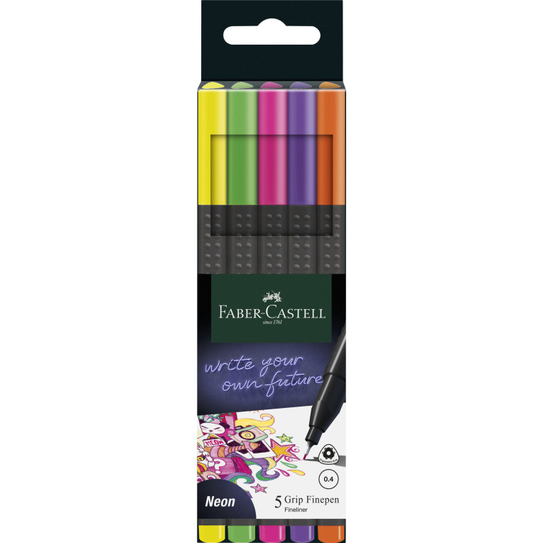 Faber-Castell Grip Finepen- Neon (Pack of 5)