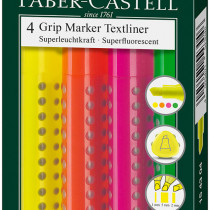 Faber-Castell Grip Textliner Highlighter - Assorted Colours (Wallet of 4)