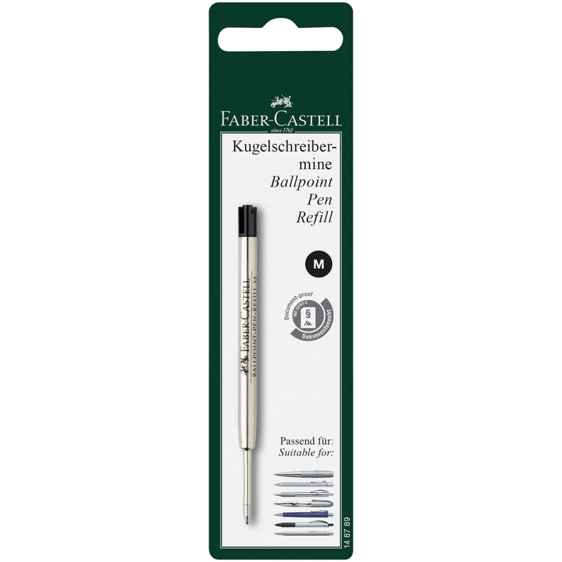 Faber-Castell Ballpoint Refill - Medium - Black (Blister Pack)