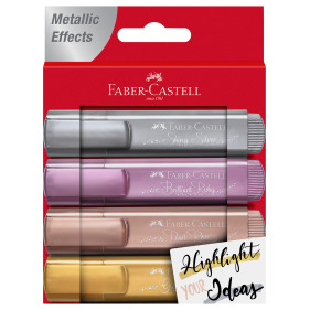 Faber-Castell Textliner 46 Metallic Highlighters - Assorted Colours (Wallet of 4)