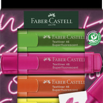 Faber-Castell Textliner 46 Highlighter - Neon (Wallet of 4)