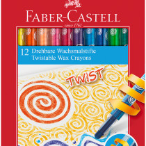 Faber-Castell Jumbo Twist Colouring Crayons - Assorted Colours (Pack of 12)