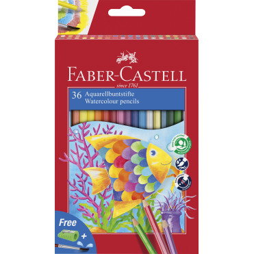 Faber-Castell Classic Watercolour Pencil + Brush - Box of 36