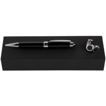 Hugo Boss Icon Ballpoint Pen Gift Set - Black Chrome Trim with Cufflinks