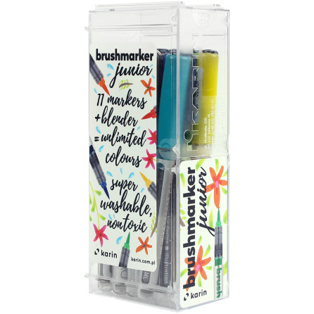 Karin Brushmarker PRO Junior Set - Basic Colours (Pack of 11 with Blender)