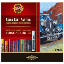 Koh-I-Noor 8554 Artist's Extra Soft Round Dry Chalks - Assorted Colours (Pack of 24)