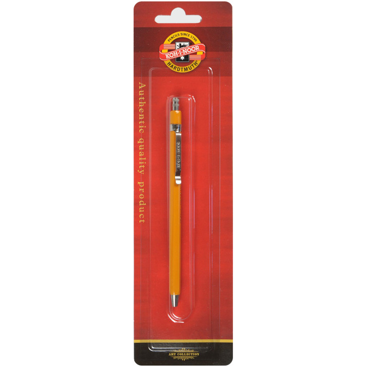 Koh-I-Noor 5201 Mechanical Clutch Leadholder - 2.0mm - Yellow with Clip (Blister of 1)