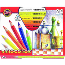 Koh-I-Noor 3154 Jumbo Triangular Coloured Pencils - Assorted Colours (Pack of 24)