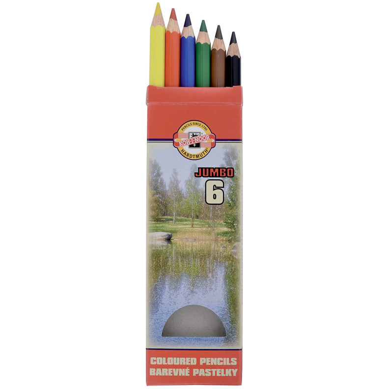 Koh-I-Noor 3371 Jumbo Coloured Pencils - Assorted Colours (Pack of 6)