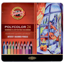 Koh-I-Noor 3824 Coloured Pencils - Assorted Colours (Tin of 24)