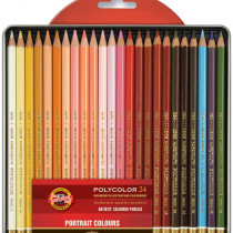 Koh-I-Noor 3824 Coloured Pencils - Assorted Portrait Colours (Blister Tin of 24)