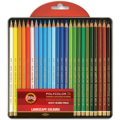 Koh-I-Noor 3824 Coloured Pencils - Assorted Landscape Colours (Blister Tin of 24)