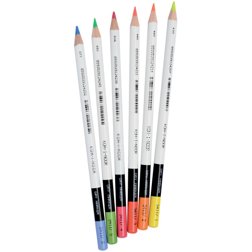 Koh-I-Noor 3415 Round Highlighter Pencils - Assorted Colours (Pack of 6)