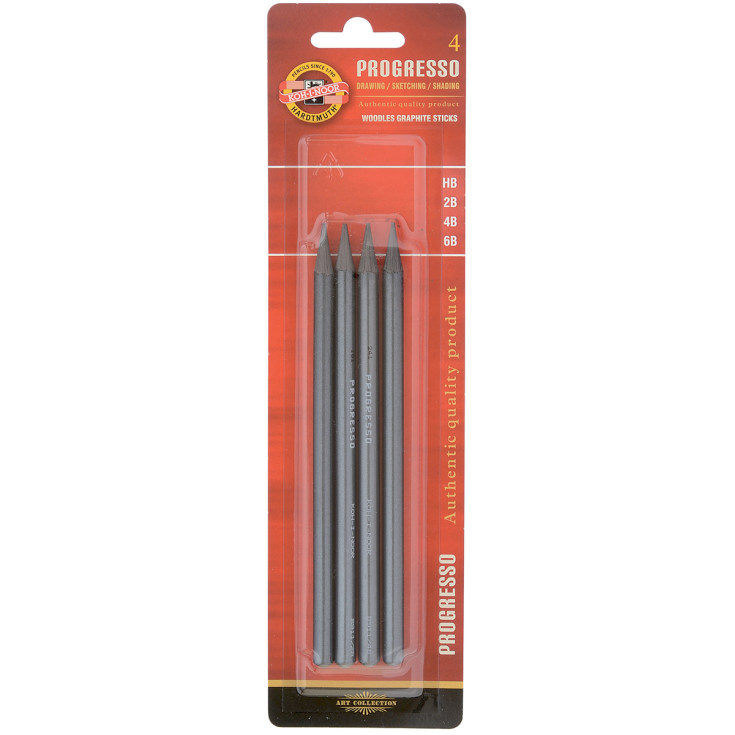 Koh-I-Noor 8914 Woodless Graphite Pencils - HB/2B/4B/6B (Blister of 4)