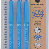 Manuscript Fineliner Pens - Blue (Triple Pack)