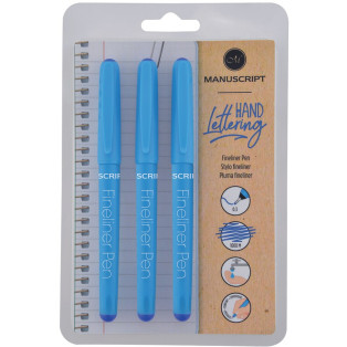 Manuscript Fineliner Pens - Blue (Triple Pack)