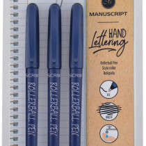 Manuscript Rollerball Pens - Blue (Triple Pack)