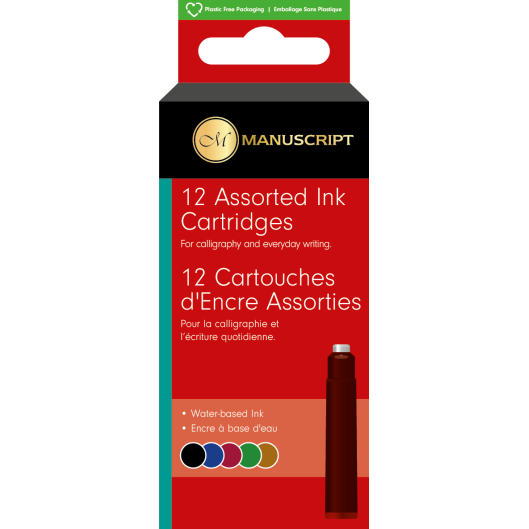 Manuscript Ink Cartridges - Assorted Colours (Pack of 12)