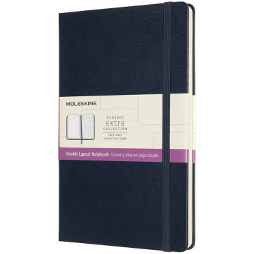 Moleskine Classic Extra Hardback Large Notebook - Ruled and Plain - Sapphire Blue