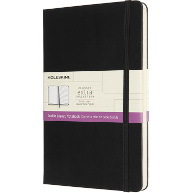 Moleskine Classic Extra Hardback Large Notebook - Ruled and Plain - Black