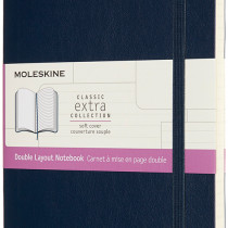 Moleskine Classic Extra Soft Cover Large Notebook - Ruled and Plain - Sapphire Blue