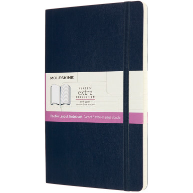 Moleskine Classic Extra Soft Cover Large Notebook - Ruled and Plain - Sapphire Blue