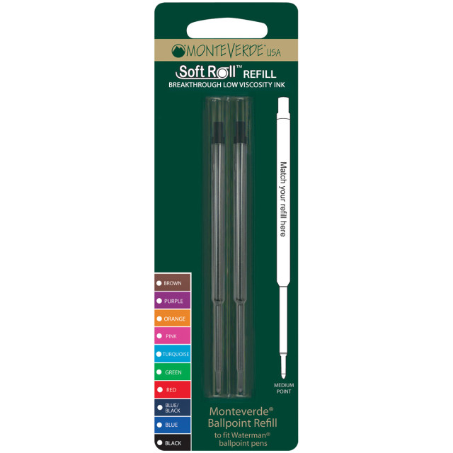 Monteverde Soft Ballpoint Refill To Fit Waterman (Blister of 2)