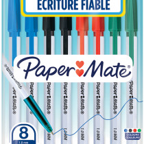 Papermate 045 Capped Ballpoint pen - Medium - Assorted Colours (Pack of 8)