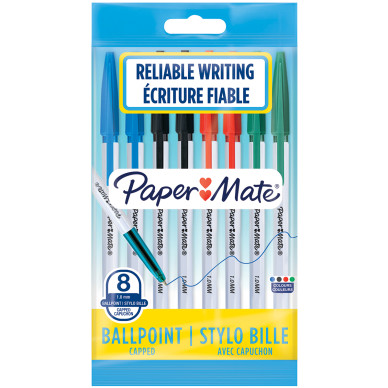 Papermate 045 Capped Ballpoint pen - Medium - Assorted Colours (Pack of 8)